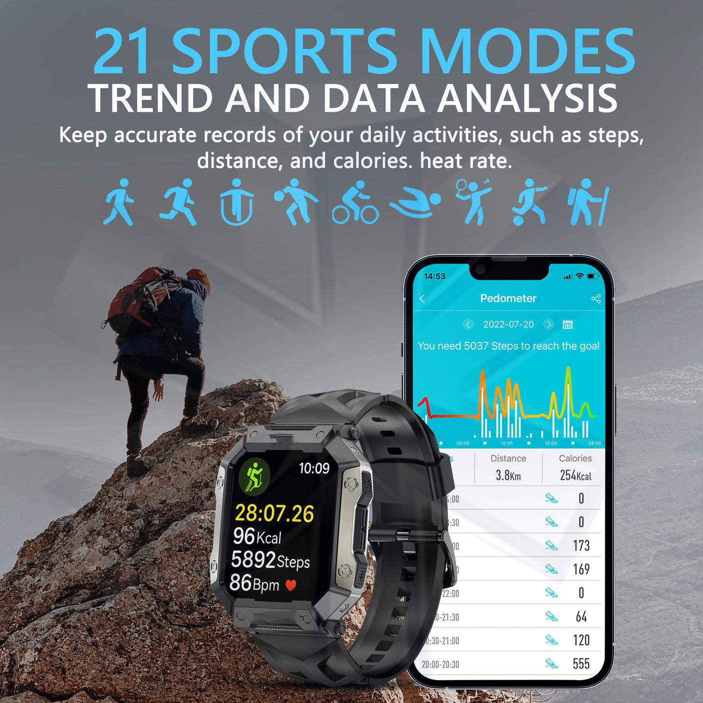 Fashion Sports Heart Rate Smartwatch
